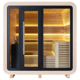 AWT Gartensauna Saunahaus THE CUBE X2 Hemlock 225x225 9kW EOS Cubo